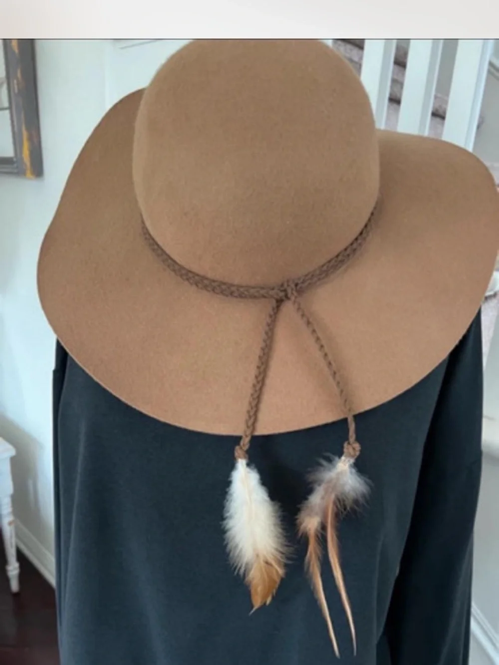 New Classic Women's Wide- Floppy Brim Wool  Hat in Camel